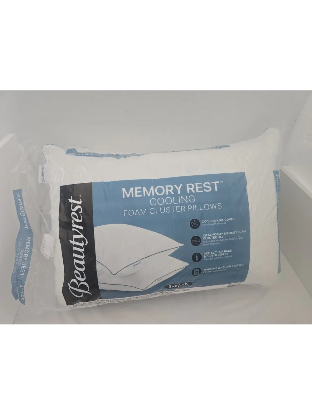 Beautyrest 2 pack memory rest cooling pillow 20X 28 inch